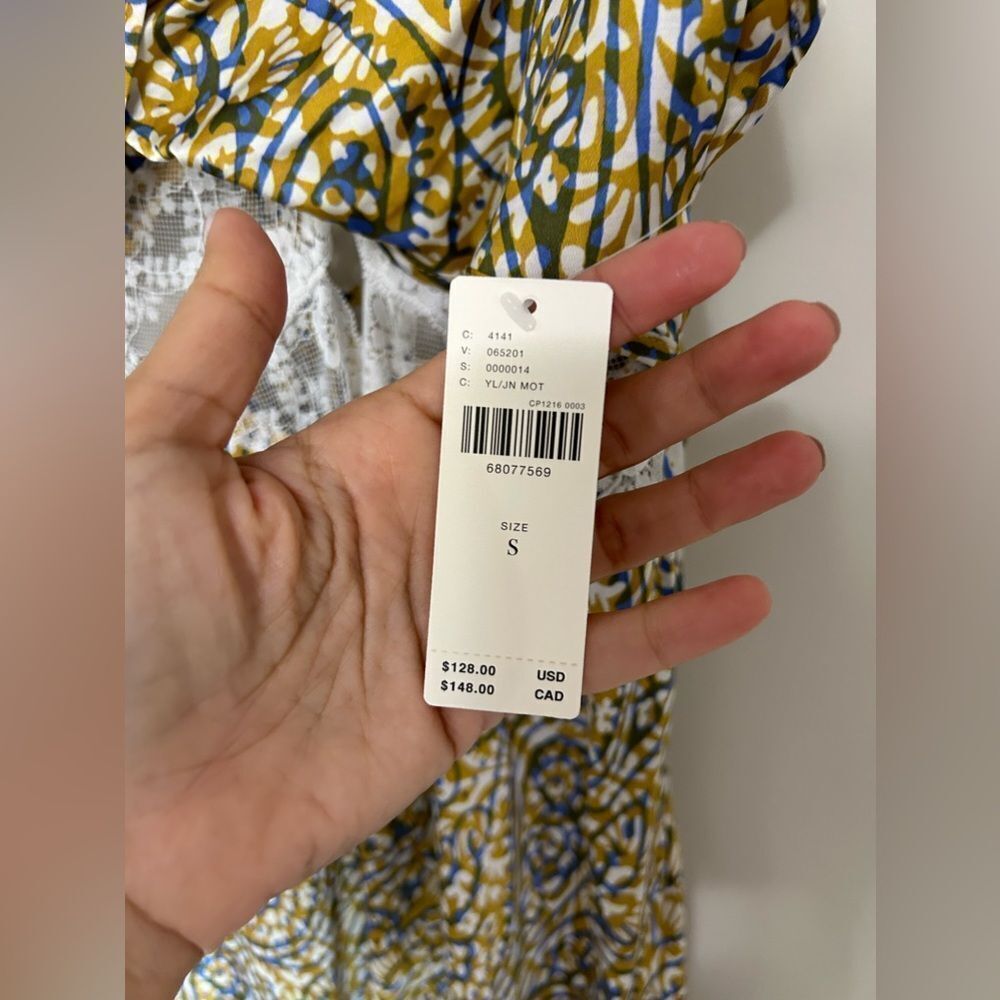 NWT Anthropologie Lace Inset Midi Dress in Yellow Motif - Picture 8 of 15
